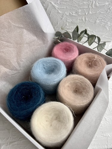 Kid Mohair Silk Yarn Lot Of 6 Cakes 300g - Picture 7 of 9