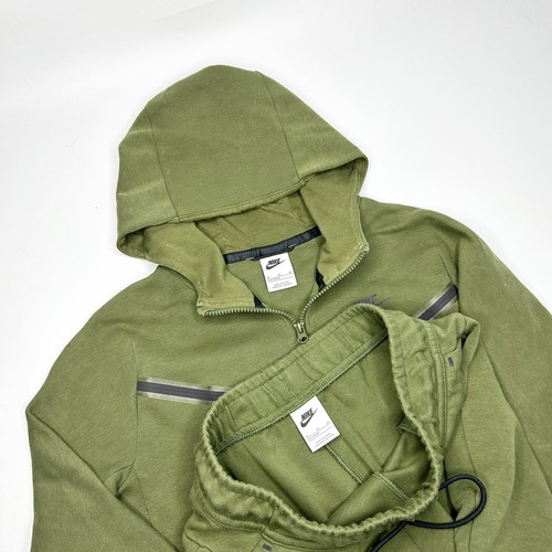 Nike Boys Tech Fleece Tracksuit Khaki Olive Green Black Extra Large XL Age 12-13 - Picture 5 of 6