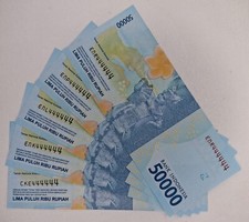 Indonesia 50000 50,000 Rupiah 2016/2019 Solid S/N 444444 x 5pcs-(UNC)-P.159