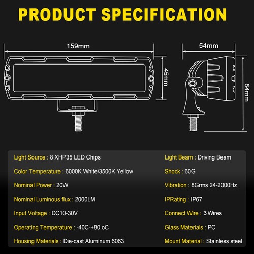6 inch LED Work Light Bar Spot Flood Offroad Fog Driving Reverse Lamp SUV Truck - Picture 31 of 31
