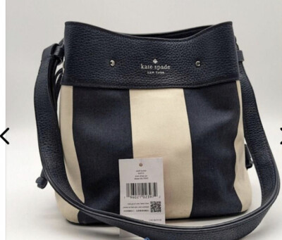 Kate Spade Stripe Jacquard Blazer Blue Bucket Handbag Purse  $325
