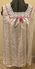 Vintage Komar Nightgown Sleep Dress Cotton Floral Sleeveless Lace Cottagecore Sm