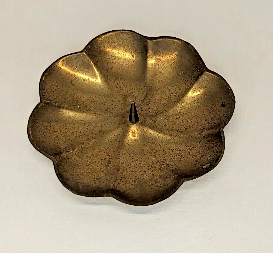 Vintage Brass Flower-Shaped Incense / Candle Holder / Trinket Dish Aged Patina