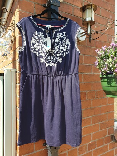 Boden 14P Catriona Embroidered Dress -Navy Blue& White JO438-Q3 - Picture 2 of 4