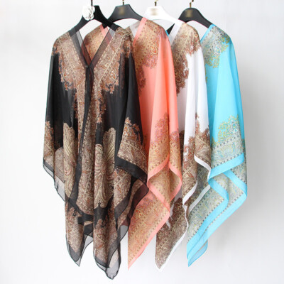 Frauen Chiffon Schal Halstuch Cover Up Bolero Cardigan Sonne Cape Strand Schal