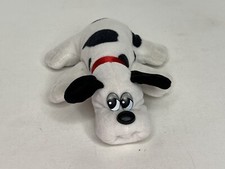 Tonka Pound Puppies Puppy Plush 7 1/2" White w/Black Spots Red Collar 1986