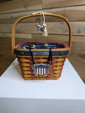 Longaberger 2001 Inaugural Basket With Liner/ Protector And Emblems
