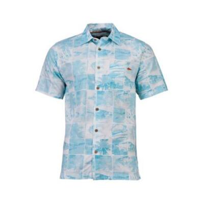 Salt Life Herren Trippig Meere Button-Down Kurzarm Polohemd, Blau - Klein