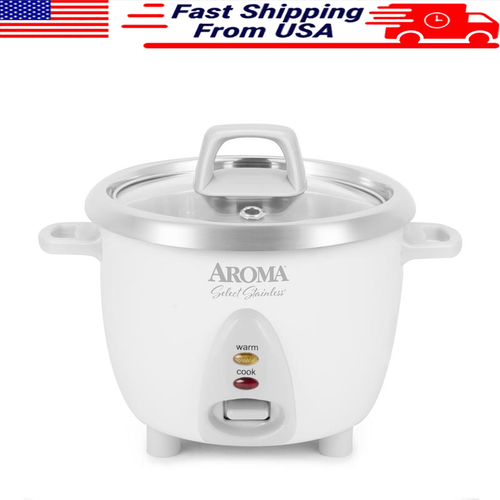 6-Cup Rice Cooker Stainless Steel One-Touch Cooking Keep-Warm Rice Measuring New