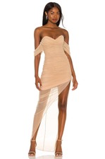 NEW Size S Nookie x REVOLVE Dita Mesh Gown in Nude Tan Beige REVOLVE MSRP $369