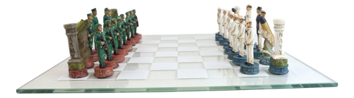 Set Scacchi Militari Americani – Esercito USA Vs Marina – Con Tavola – Ebros Gift - 3