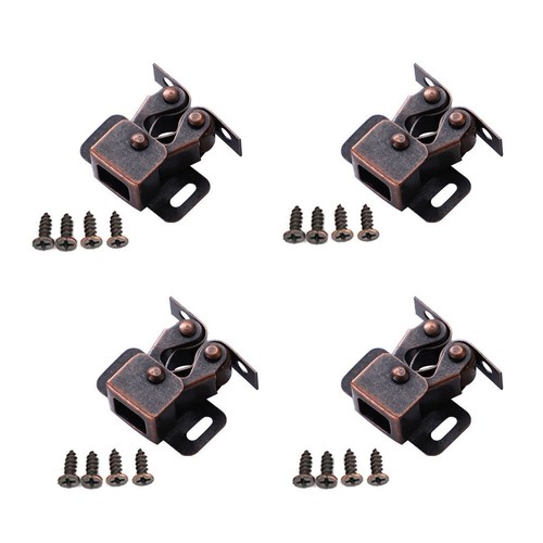 Cupboard Lock Screw 4Pcs Furniture Fitting Double Roller Catch Door Stop Closer - Picture 13 of 15