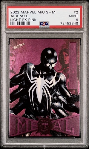 2022 Marvel Metal Spider-Man Light FX Pink /75 #2 Al Apaec PSA 9 🔥RARE🔥
