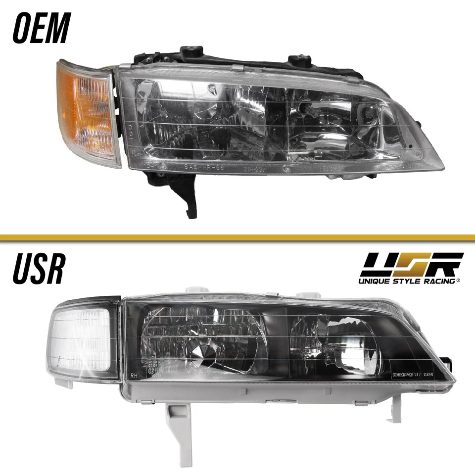 DEPO JDM SiR CD6 Black Headlight + Clear Corner Light For 1994-1997 Honda Accord - Imagem 2 de 4