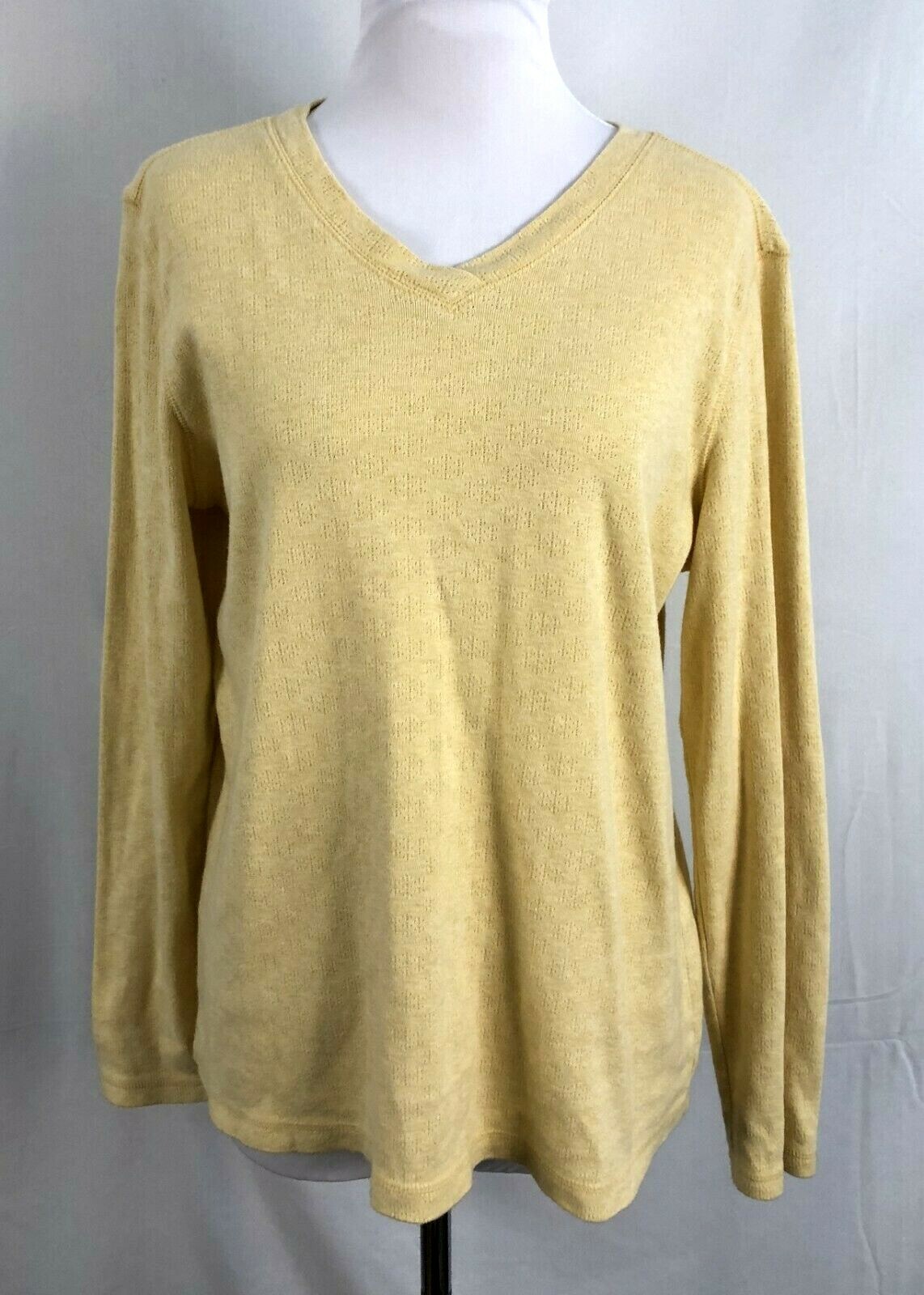Pendleton Womens Pullover V Neck Top Solid Yellow… - image 1