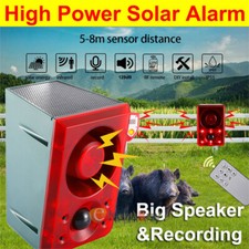 Solar Sound  Light Alarm Motion Sensor 129dB Outdoor Dog Barking Security Siren