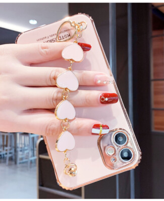 For Samsung Galaxy  S25 Ultra S24 S23 Note 20 Love Heart Chain TPU Case Cover