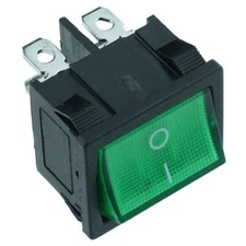 Green On-Off illuminated Rocker Switch DPST 6A 12V