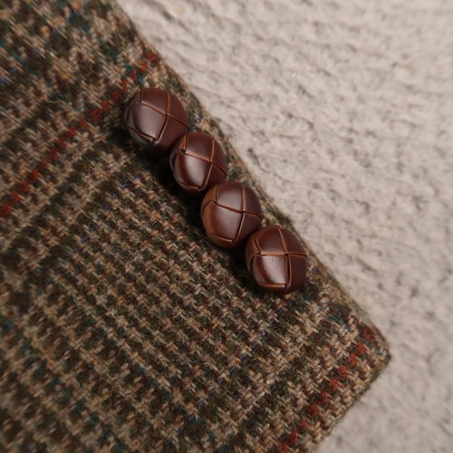VTG Tweed Jacket M Brown Prince of Wales Check 100% Wool Blazer Sport Coat 42S - Picture 6 of 17