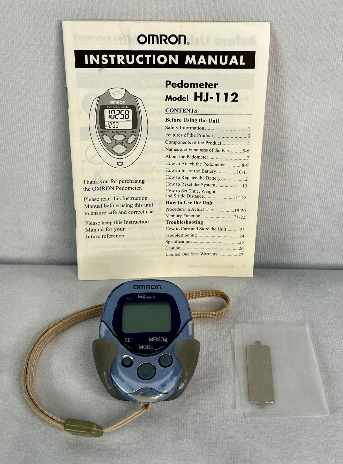 OMRON Go Smart Pocket Pedometer HJ112 Digital Exercise Walking Steps