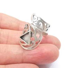 Triangle Wrap Ring Setting Blank Cabochon Mounting Adjustable Resin Base Bezel