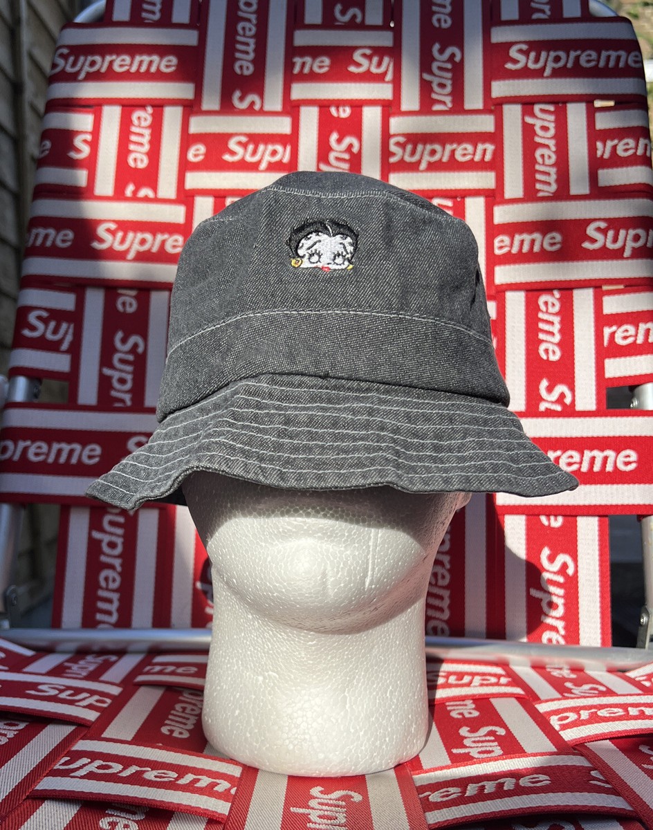 Rare SS16 Supreme Betty Boop Black Denim Crusher Bucket Hat