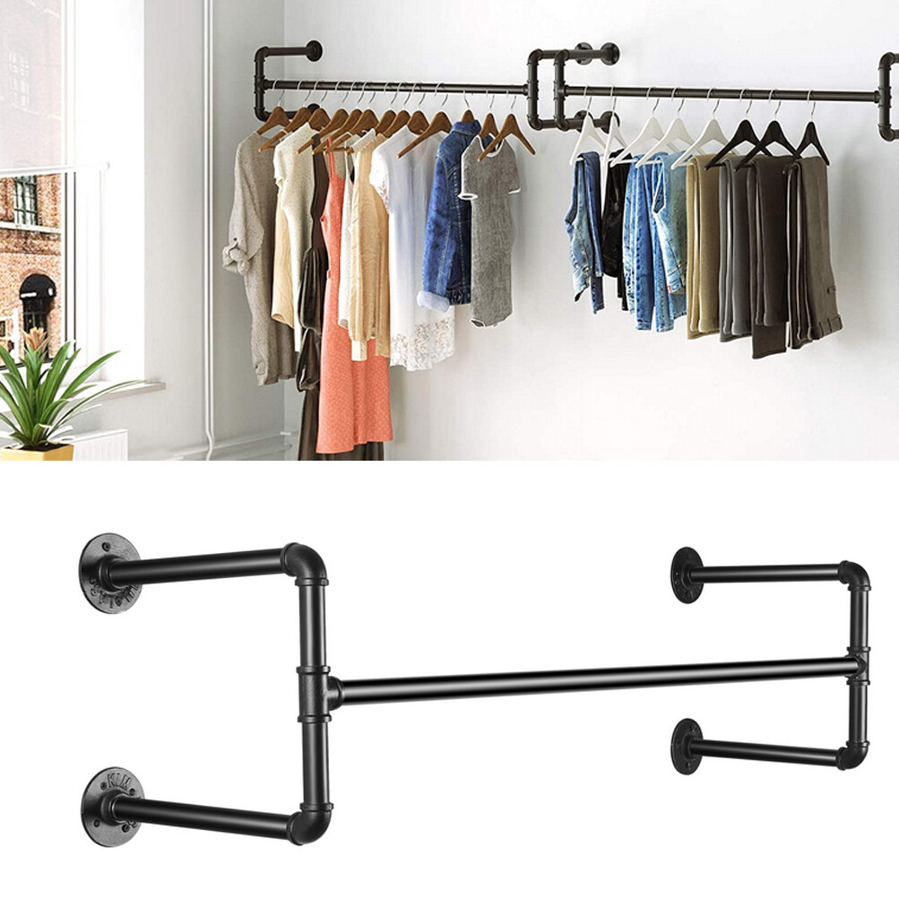 Heavy Duty Industrial Pipe Clothes Rack Iron Garment Bar Clothes