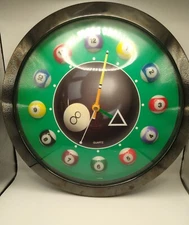 Vintage Billiard's Wall Clock Battery Operated WORKS 12" Diameter