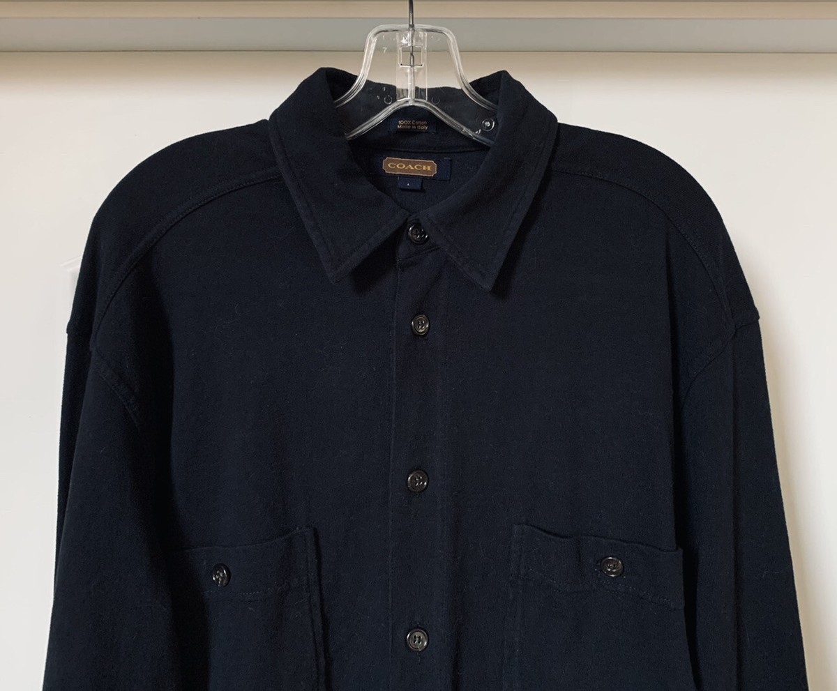 COACH Men's Black Long Sleeve Button Front 100% Cotton Shirt Size