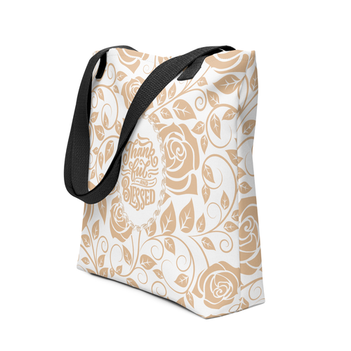 "Thankful and Blessed" Rose Tote Bag - Picture 2 of 2