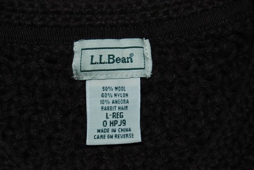 L.L. Bean Wool Blend Brown Open Knit Crocheted Button Cardigan Sweater Large - Picture 4 of 4