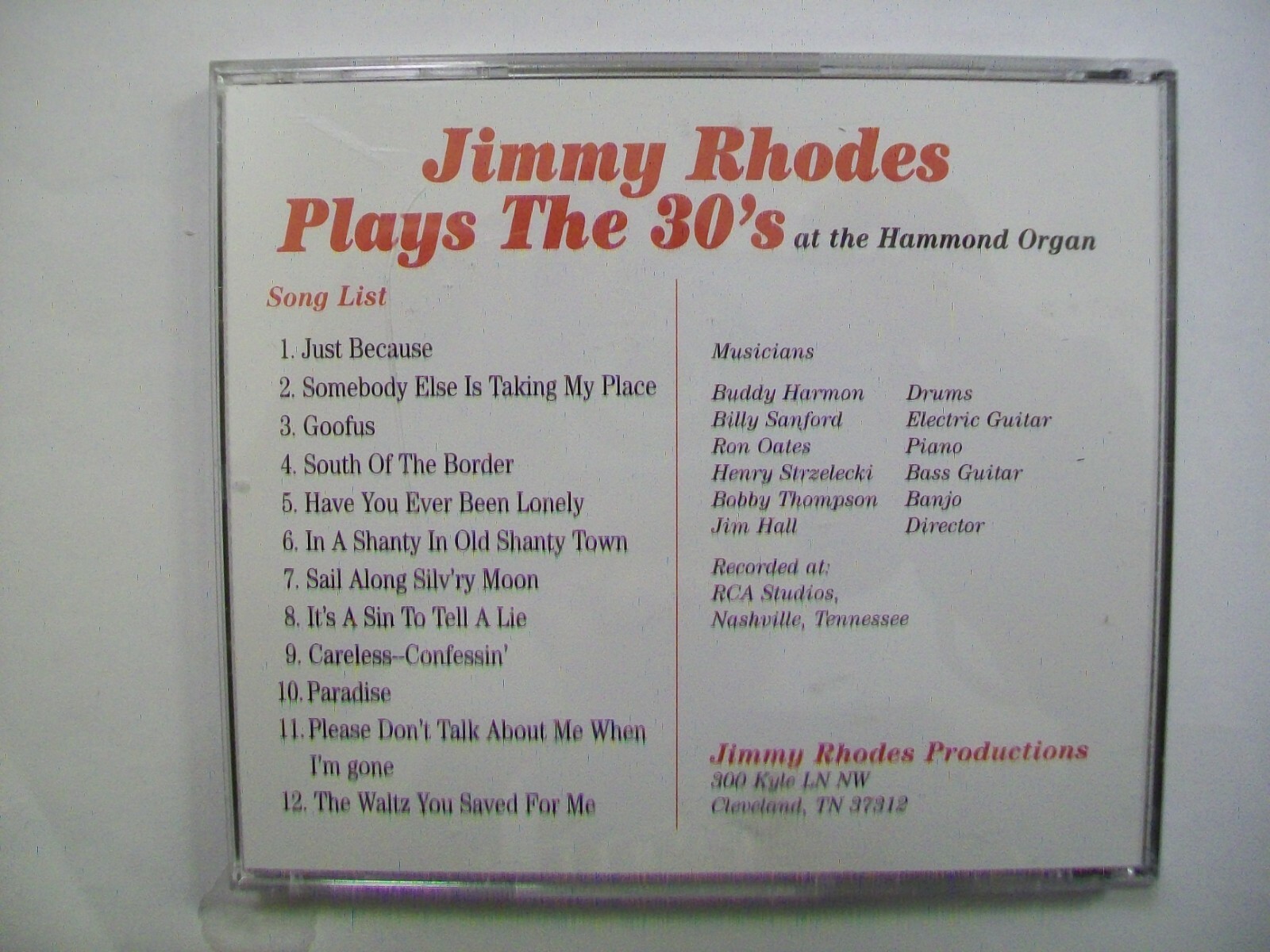 JIMMY RHODES Plays the 30's At the Hammond Organ (CD, Jimmy Rhodes) | eBay