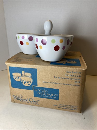 Pampered Chef Simple Additions Polka Dots 3 Part Trio Serving Dishes #2078 - Picture 2 of 6
