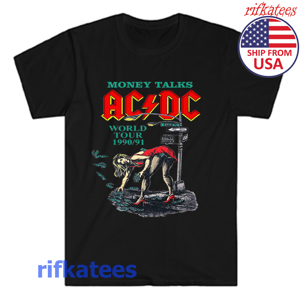AC DC Money Talks 1990 1991 Men's Black Size S to 5XL | eBay