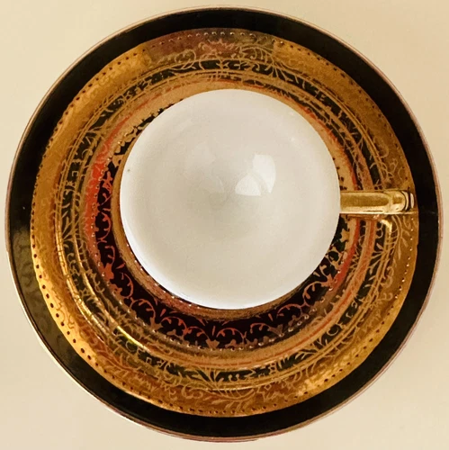 Vintage Royal Vienna 11/620 Gold Demitasse Tea Cup & Saucer Courting Couple Mint