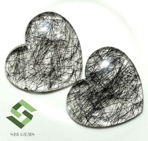 60.44 Karat Natürlich Rutil Quarz Herz Form Cabochon Paar 29x25 MM Lose Juwelen - Picture 2 of 7
