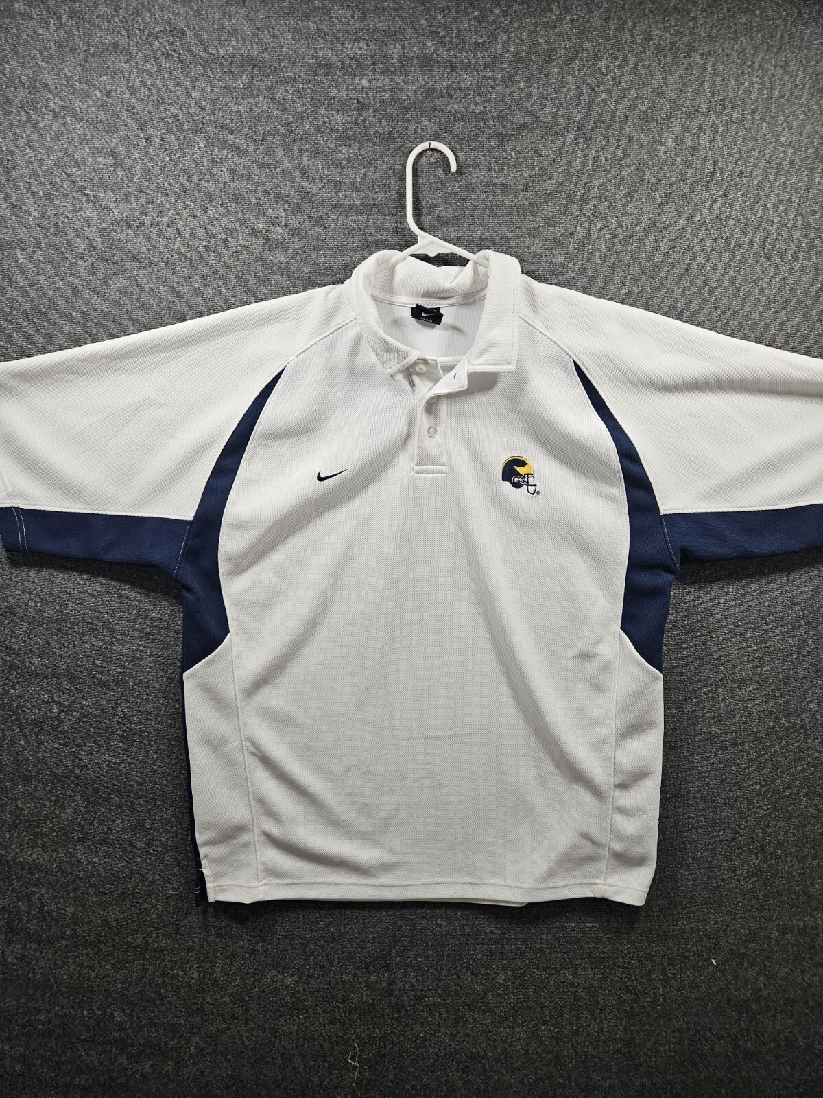 Michigan Wolverines Nike Football White Embroided Polo Shirt Size XL Used