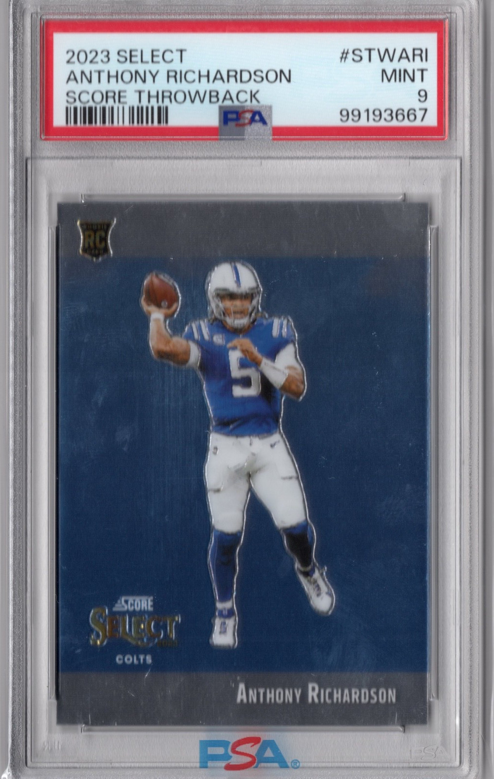 2023 Panini Select - PSA9 Score Throwback Anthony Richardson #STW-ARI (RC) Colts