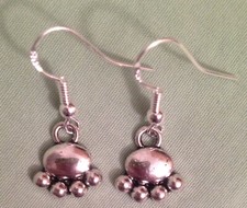 DOG PAW PRINT EARRINGS, Puffy - Pewter with Sterling Silver Ear Wires