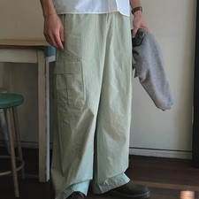 Unisex Washable Cotton Cargo Wide Banded Pants M-XL Official