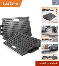 Heavy-Duty Rubber Kerb Ramps - 4" Rise, Non-Slip for Safety and Stability