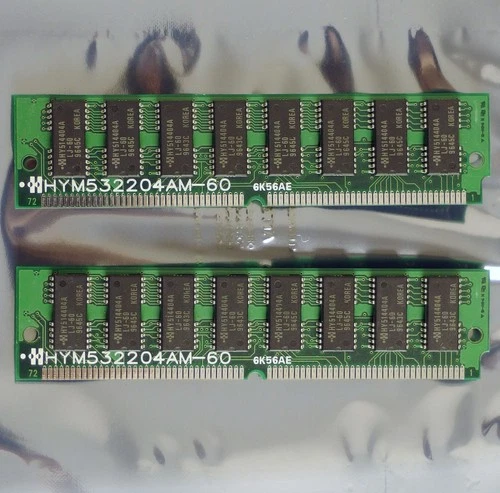 Set 2x Hyundai HYM532204AM-60 8MB 16MB kit 60ns 72-pin SIMM EDO RAM