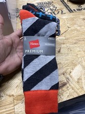 Hanes Mens Premium Socks SZ 6-12 Dress Casual Crew 3-Pack Multi Color 0750-rr 