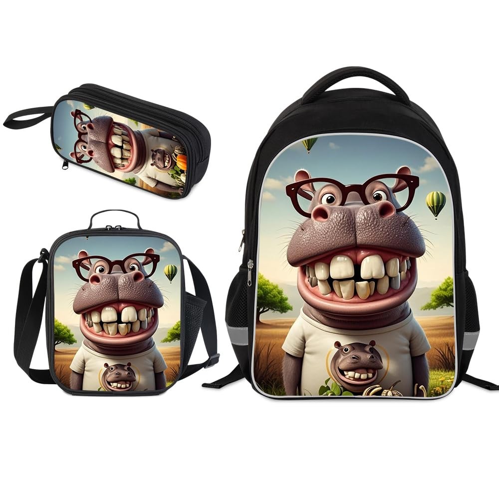 Kids Backpack for Boys - 3pcs 17&Prime; Boys Backpack with Lunch Box Set for Toddle...