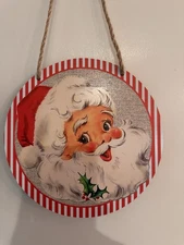 NEW Vintage Jolly Santa Sign Wreath Insert Holiday Magic 7 3/4”