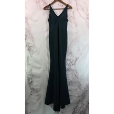 Anthropologie Dress Womens 0 XS Green Dark Forest Jones Plunge Gown Floor BHLDN