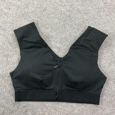 Tommie Copper Sports Bra Womens Large Black Front Zip Copper Znergy Support