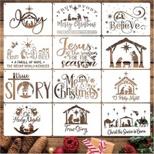 12pcs Christmas Nativity Stencil for Painting on Wood Reusable medium