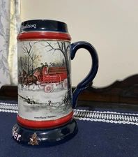 Vintage Anheuser-Busch Budweiser Clydesdale Horses 1990 Holiday Ceramic Stein