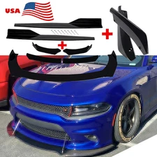 For Dodge Challenger Front Bumper Lip Chin Spoiler Body Kit Splitter Side Skirt